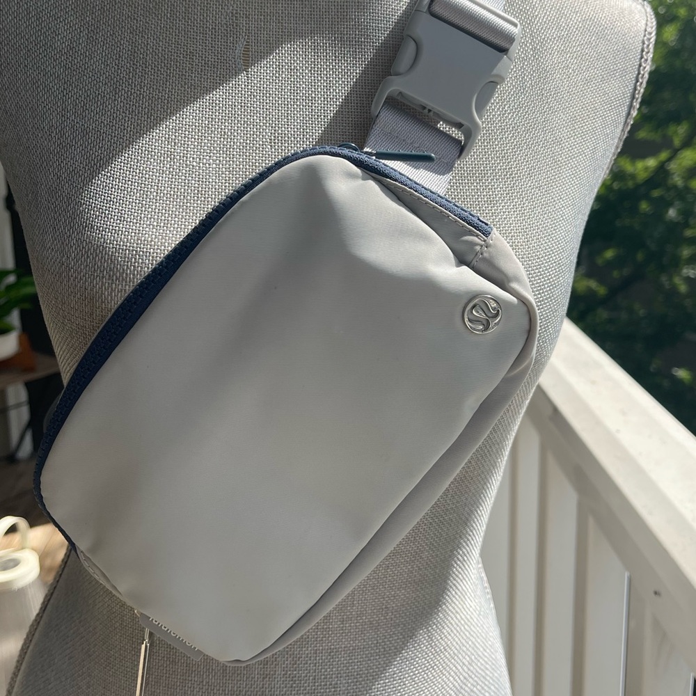 Grey and Blue Lululemon belt bag